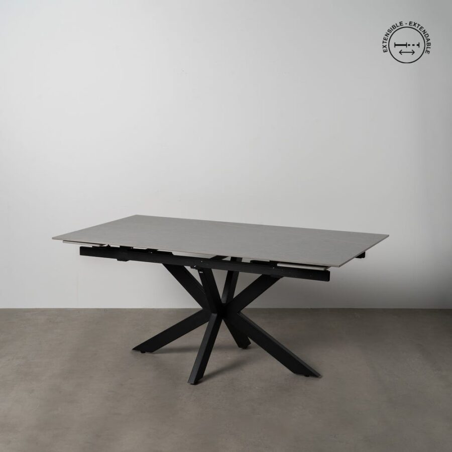 Table à Manger Marbre Gris-noir Extensible Ixia 170cm