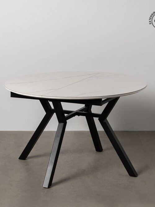 Table à Manger Marbre Blanc-noire Extensible Ixia 120cm
