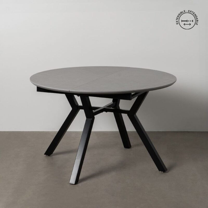 Table à Manger Marbre Gris-noir Extensible Ixia 120cm