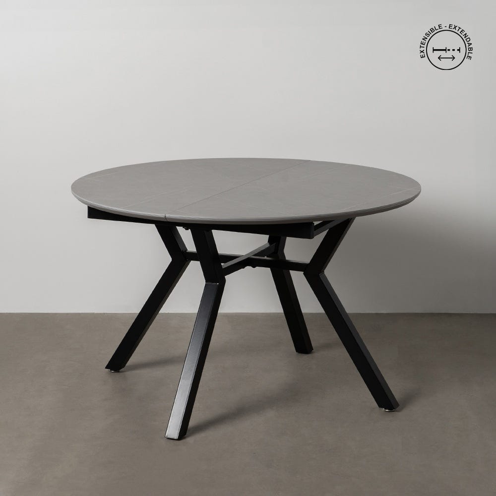 Table à Manger Marbre Gris-noir Extensible Ixia 120cm