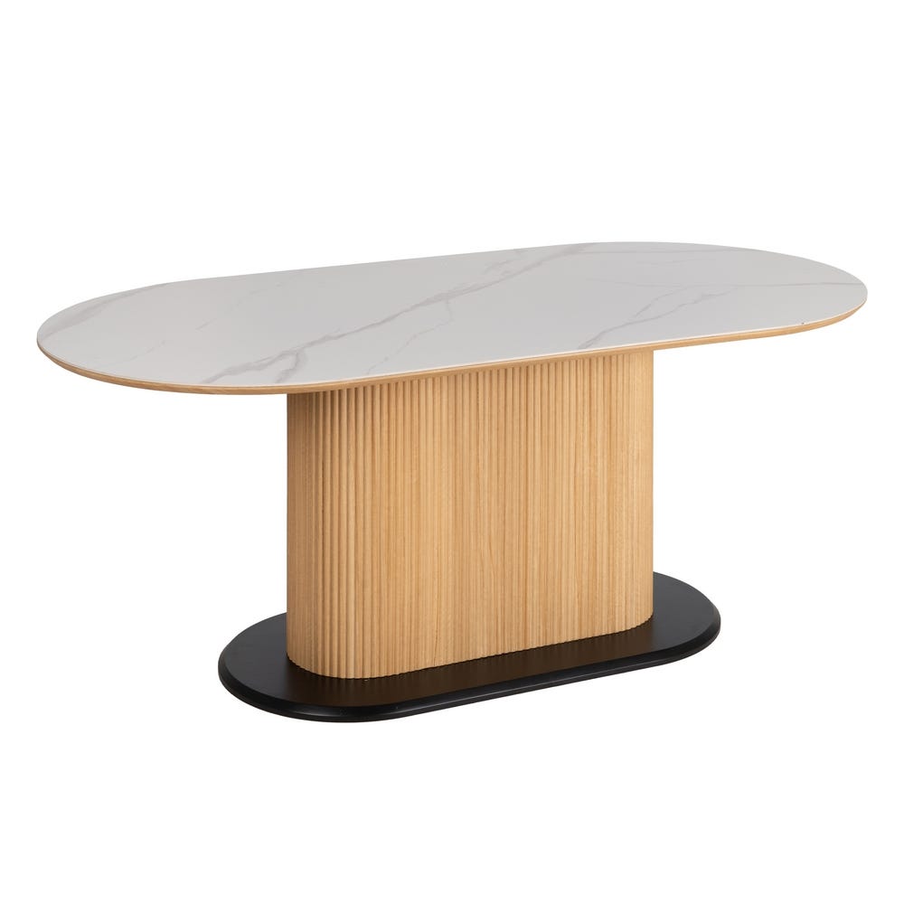 Table à Manger Marbre Blanc-naturel Cannelées Ixia 180cm – Image 2