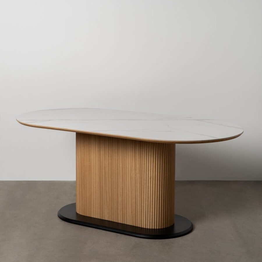 Table à Manger Marbre Blanc-naturel Cannelées Ixia 180cm
