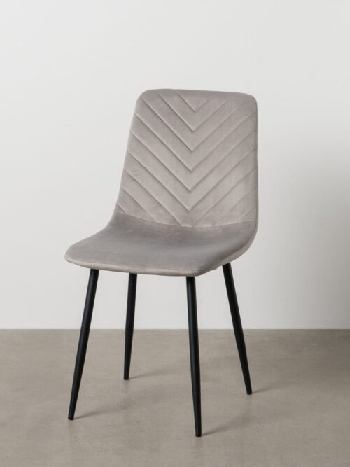 Chaise Gris Clair Velours Ixia