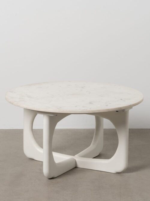 Table Basse Manguier Blanc Marbre/bois Ixia 75cm