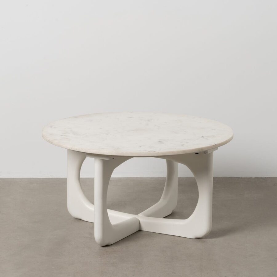 Table Basse Blanc Marbre/Bois Ixia