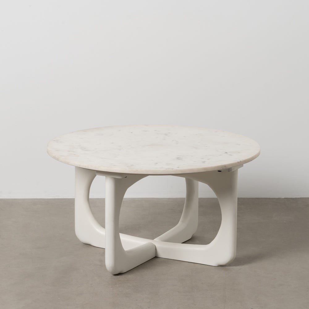 Table Basse Blanc Marbre/Bois Ixia