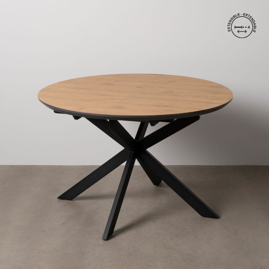 Table à Manger Naturel-noir Extensible Ixia 120cm