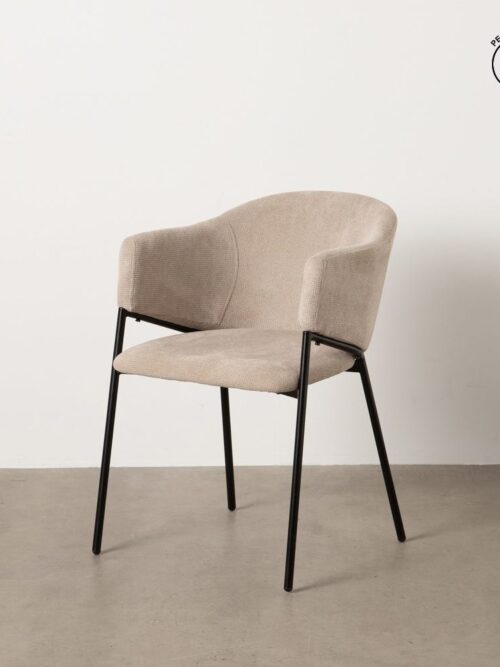 Chaise Beige Tissu-Métal Ixia 54 cm
