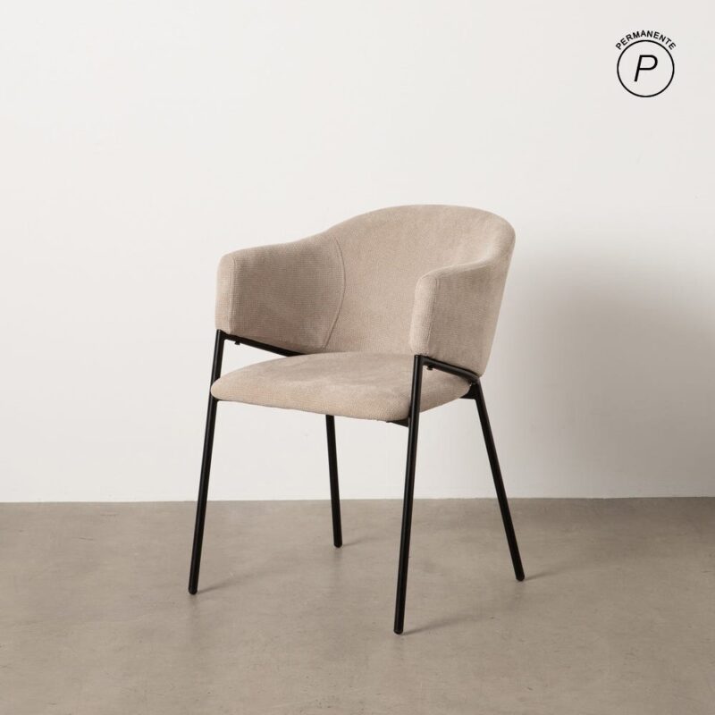 Chaise Beige Tissu-Métal Ixia 54 cm