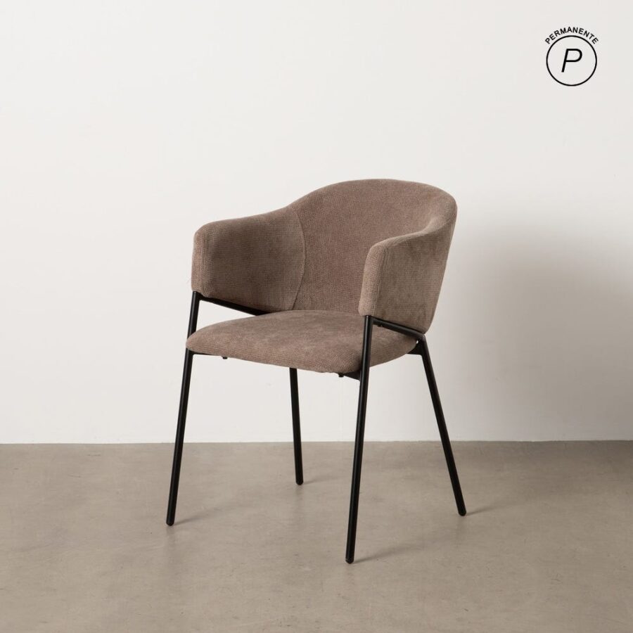 Chaise Taupe Tissu-Métal Ixia 54 cm