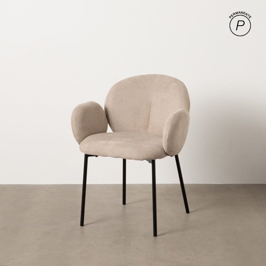 Chaise Beige Tissu-Métal Ixia 66 cm