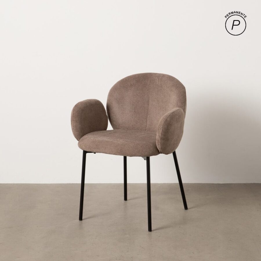 Chaise Taupe Tissu-Métal Ixia 66 cm