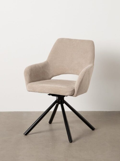 Chaise Pivotant Beige Tissu-Métal Ixia