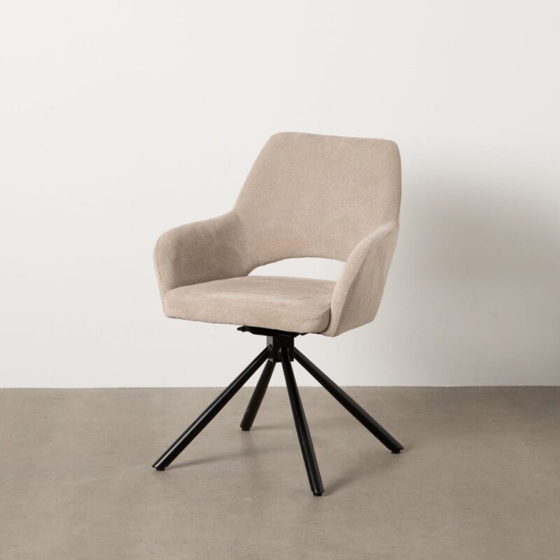 Chaise Pivotant Beige Tissu-Métal Ixia