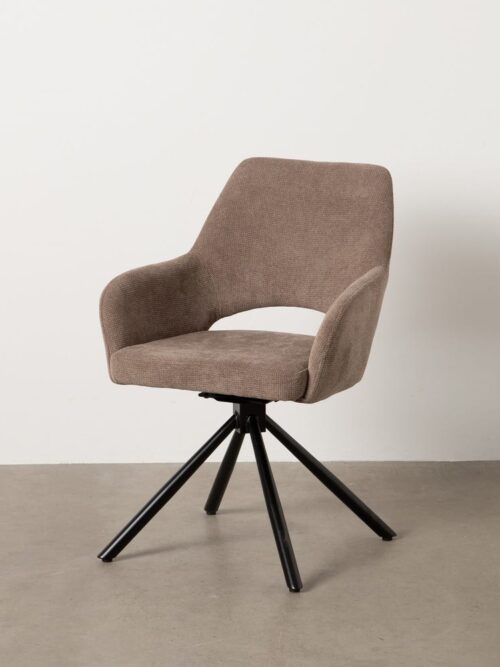 Chaise Pivotant Taupe Tissu-Métal Ixia