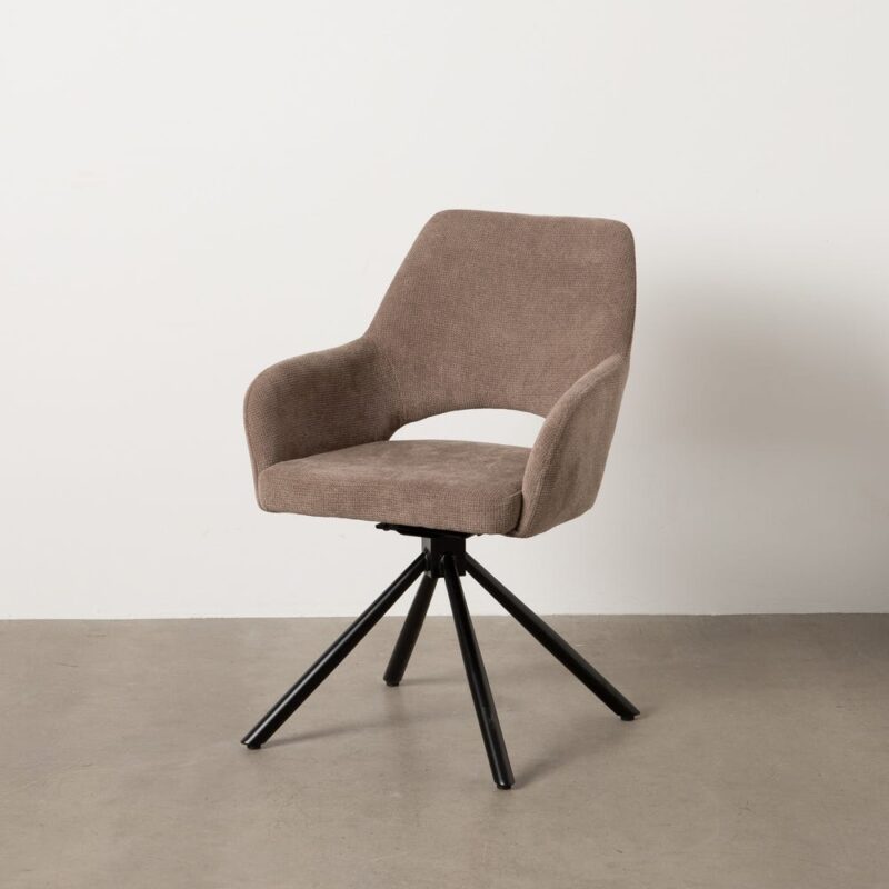 Chaise Pivotant Taupe Tissu-Métal Ixia