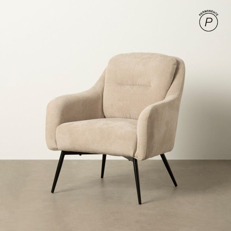 Fauteuil Beige Tissu-Métal Ixia 69 cm
