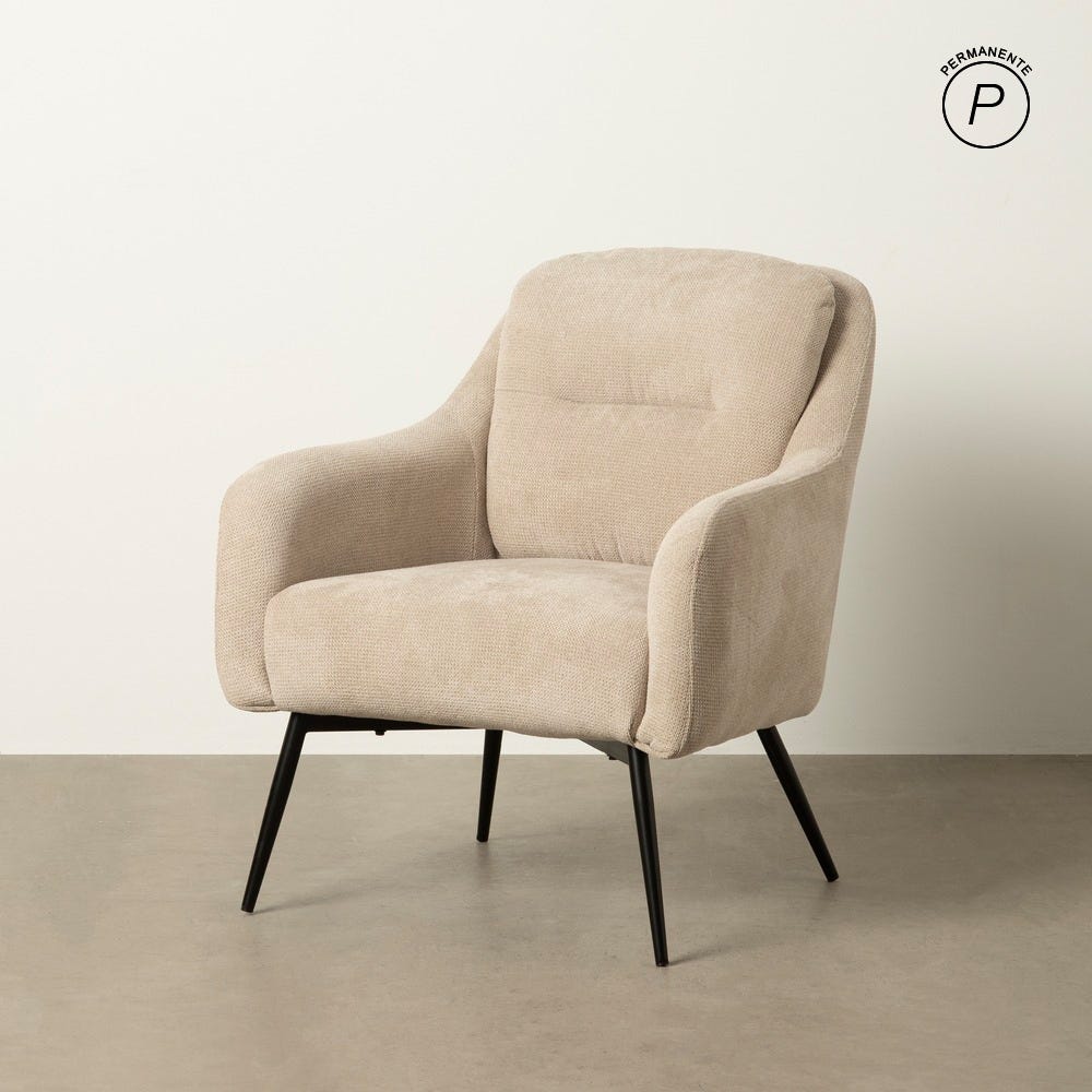 Fauteuil Beige Tissu-Métal Ixia 69 cm