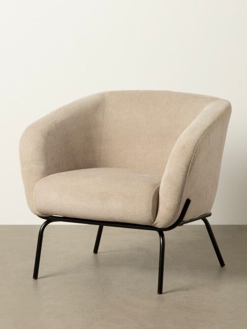 Fauteuil Beige Tissu-Métal Ixia 77 cm