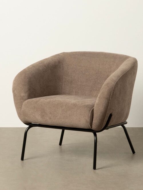 Fauteuil Taupe Tissu-Métal Ixia 77 cm