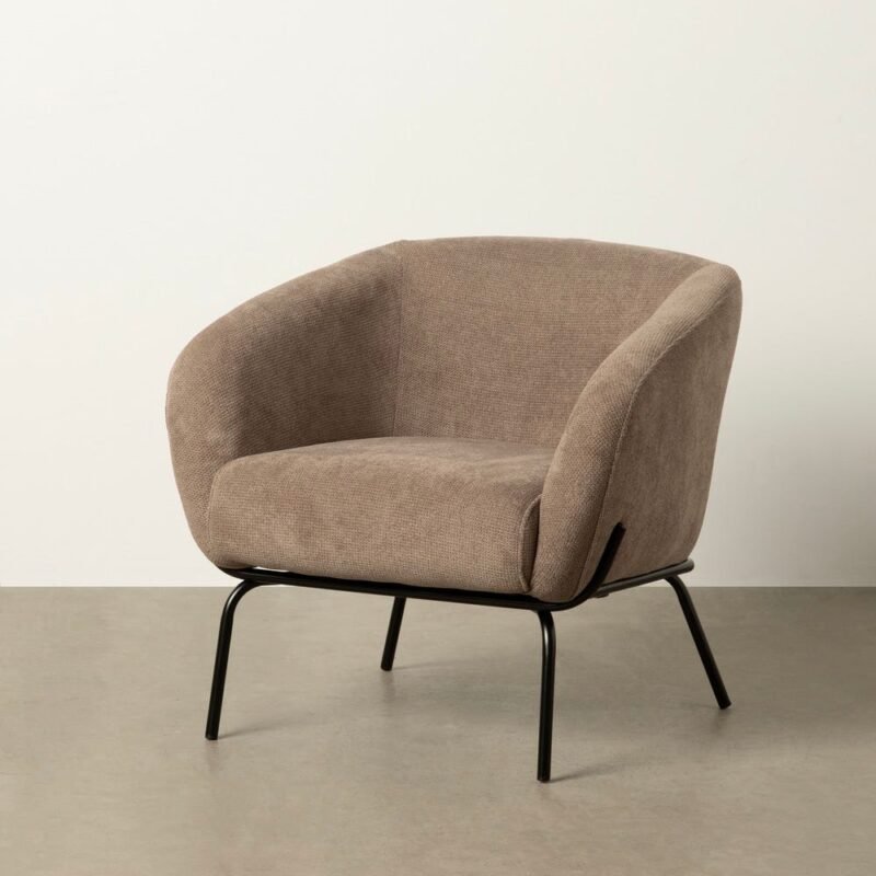 Fauteuil Taupe Tissu-Métal Ixia 77 cm