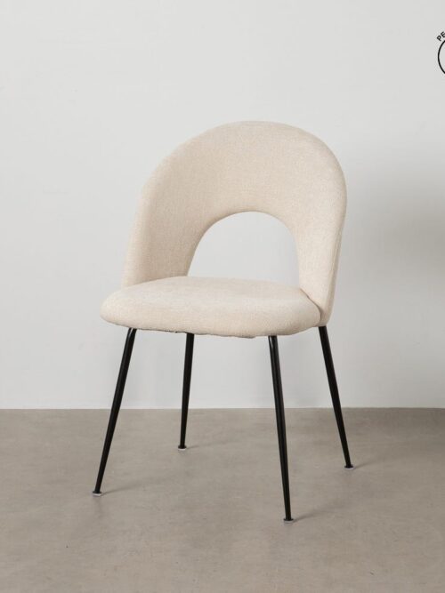 Chaise Blanc Tissu-Métal Ixia 49 cm