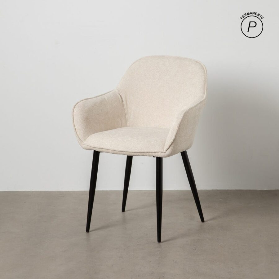 Chaise Blanc Tissu-Métal Ixia 61 cm