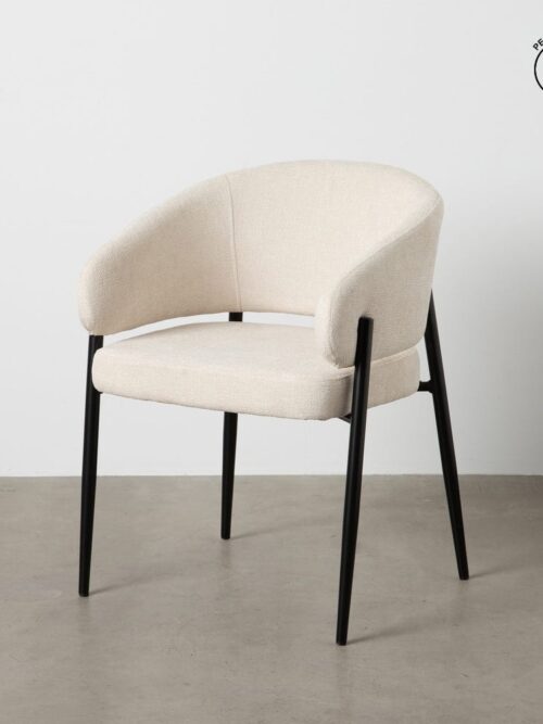 Chaise Blanc Tissu-Métal Ixia 60 cm
