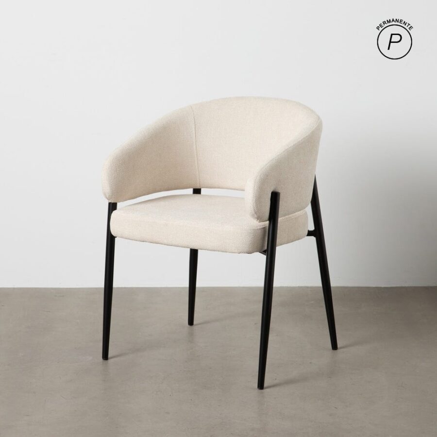 Chaise Blanc Tissu-Métal Ixia 60 cm