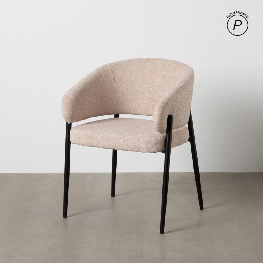 Chaise Beige Tissu-Métal Ixia 60 cm