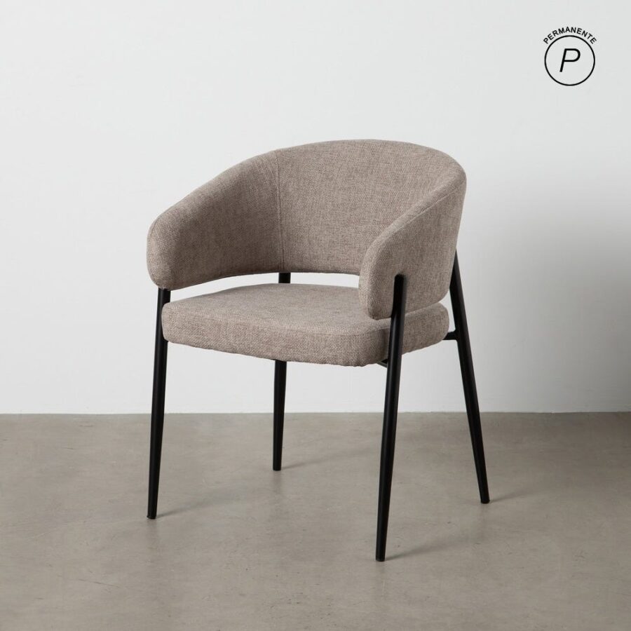 Chaise Taupe Tissu-Métal Ixia 60 cm