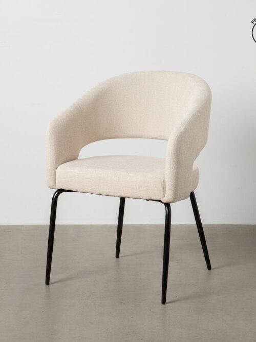 Chaise Blanc Tissu-Métal Ixia 57 cm