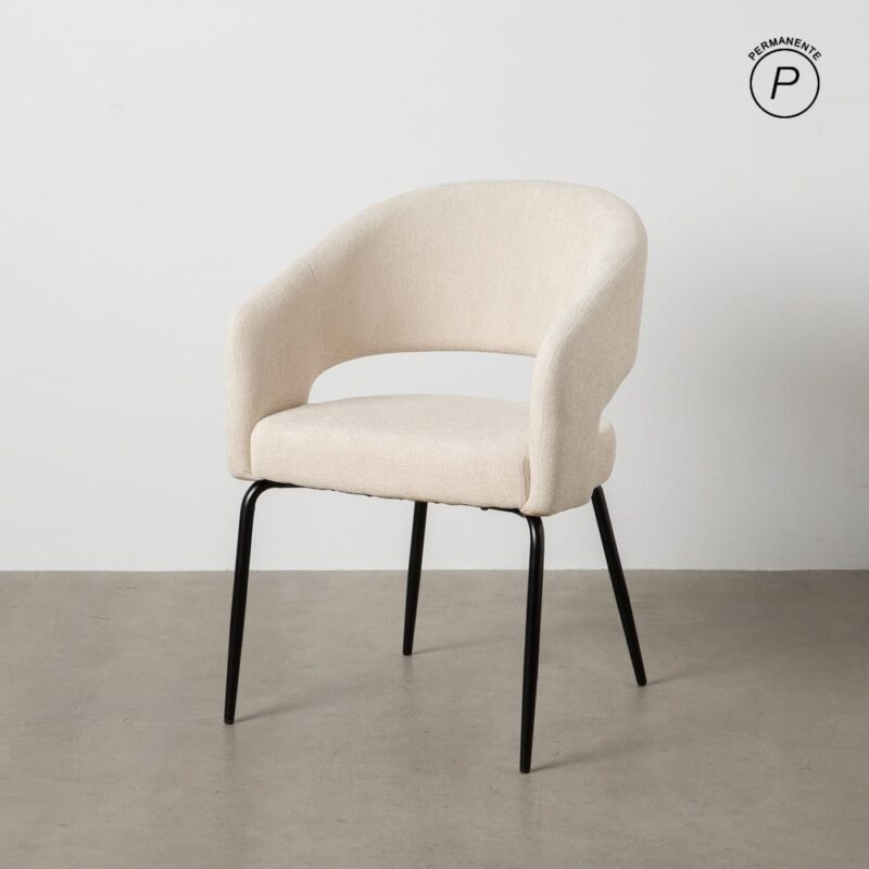 Chaise Blanc Tissu-Métal Ixia 57 cm