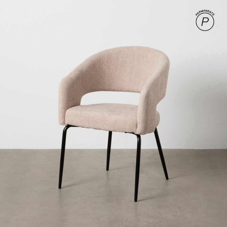Chaise Beige Tissu-Métal Ixia 57 cm