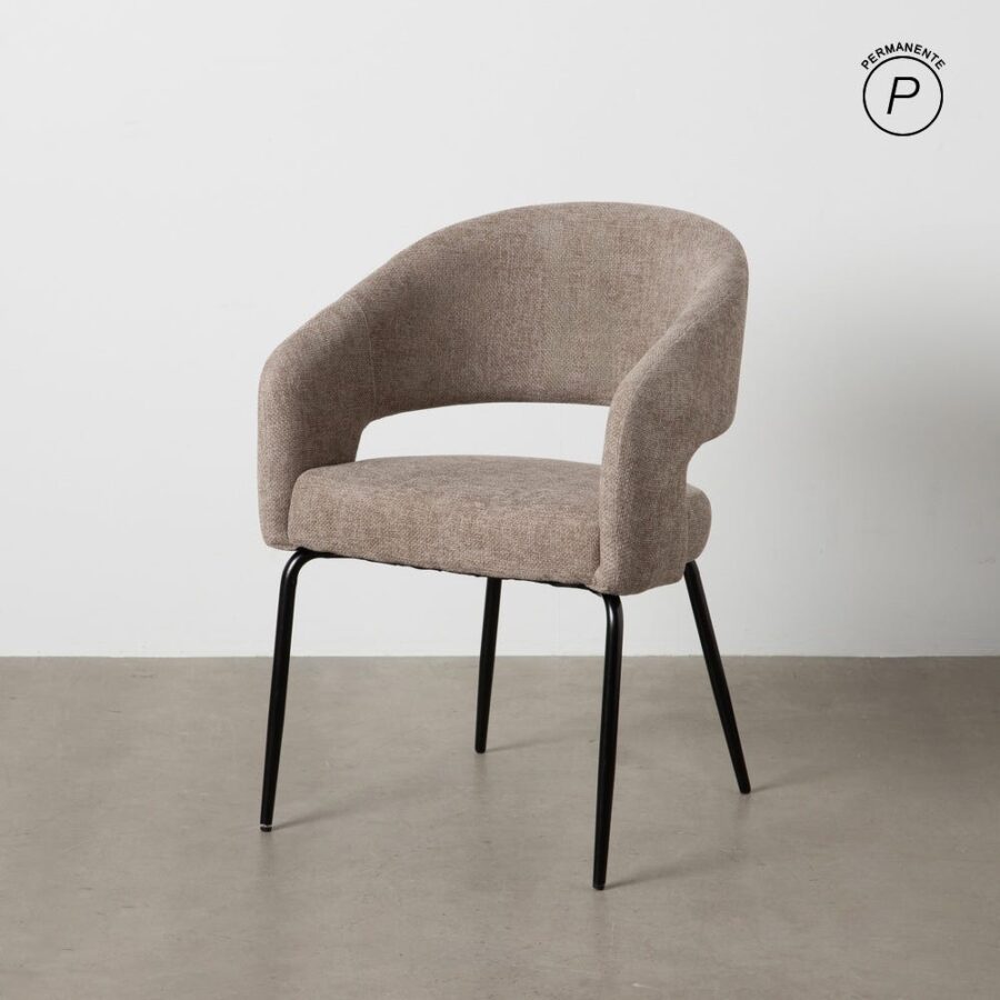 Chaise Taupe Tissu-Métal Ixia 57 cm