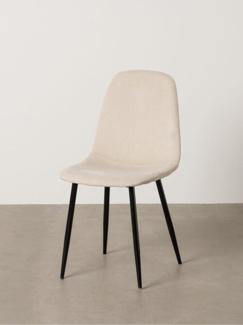 Chaise Velours Crème Tissu-Métal Ixia