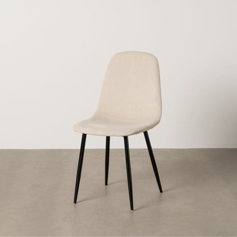 Lot de 4 : Chaise Velours Crème Tissu-Métal Ixia
