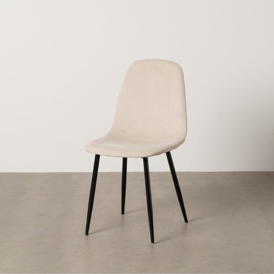 Chaise Velours Crème Tissu-Métal Ixia