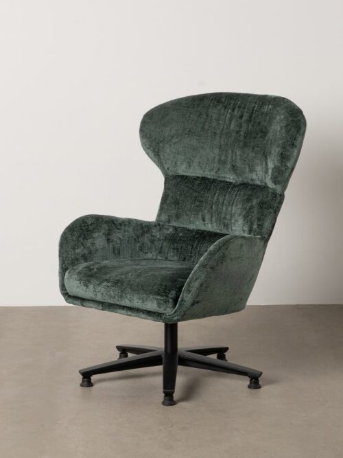 Fauteuil Pivotant Vert Tissu-Métal Ixia