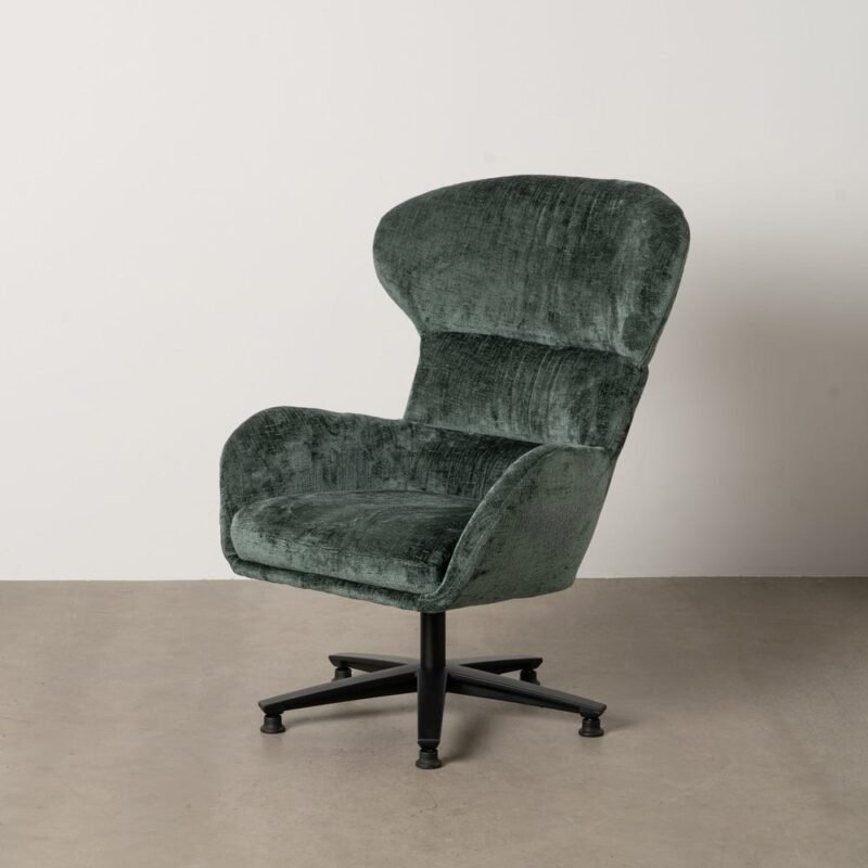 Fauteuil Pivotant Vert Tissu-Métal Ixia