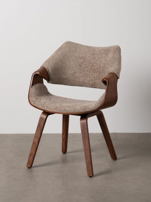Chaise Beige-Brun Tissu-Bois Ixia 61 cm