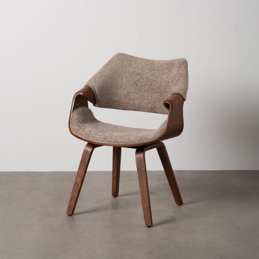 Chaise Beige-Brun Tissu-Bois Ixia 61 cm