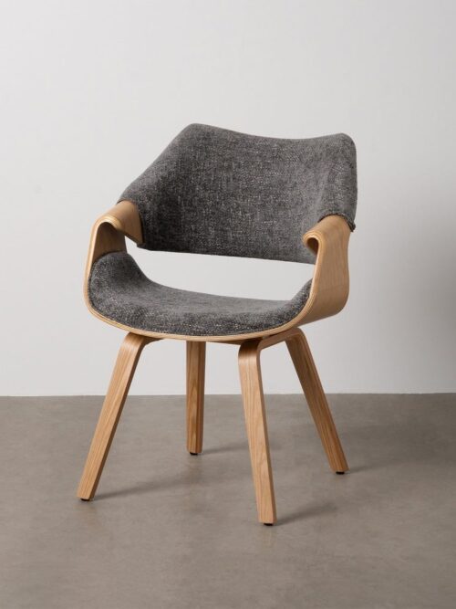 Chaise Gris-Naturel Tissu-Bois Ixia