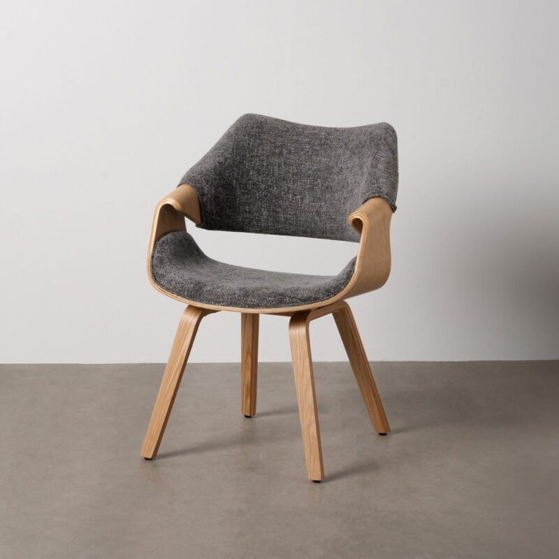 Chaise Gris-Naturel Tissu-Bois Ixia