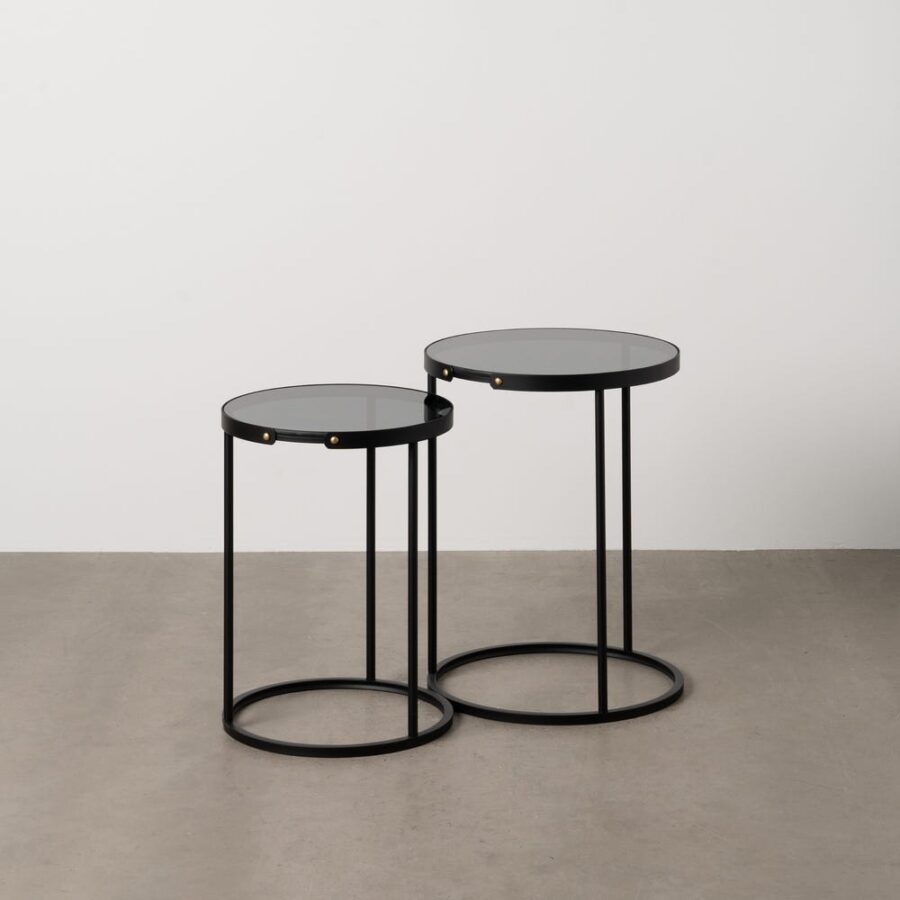 S/2 Petit Tables Noir Métal-Cristal Ixia