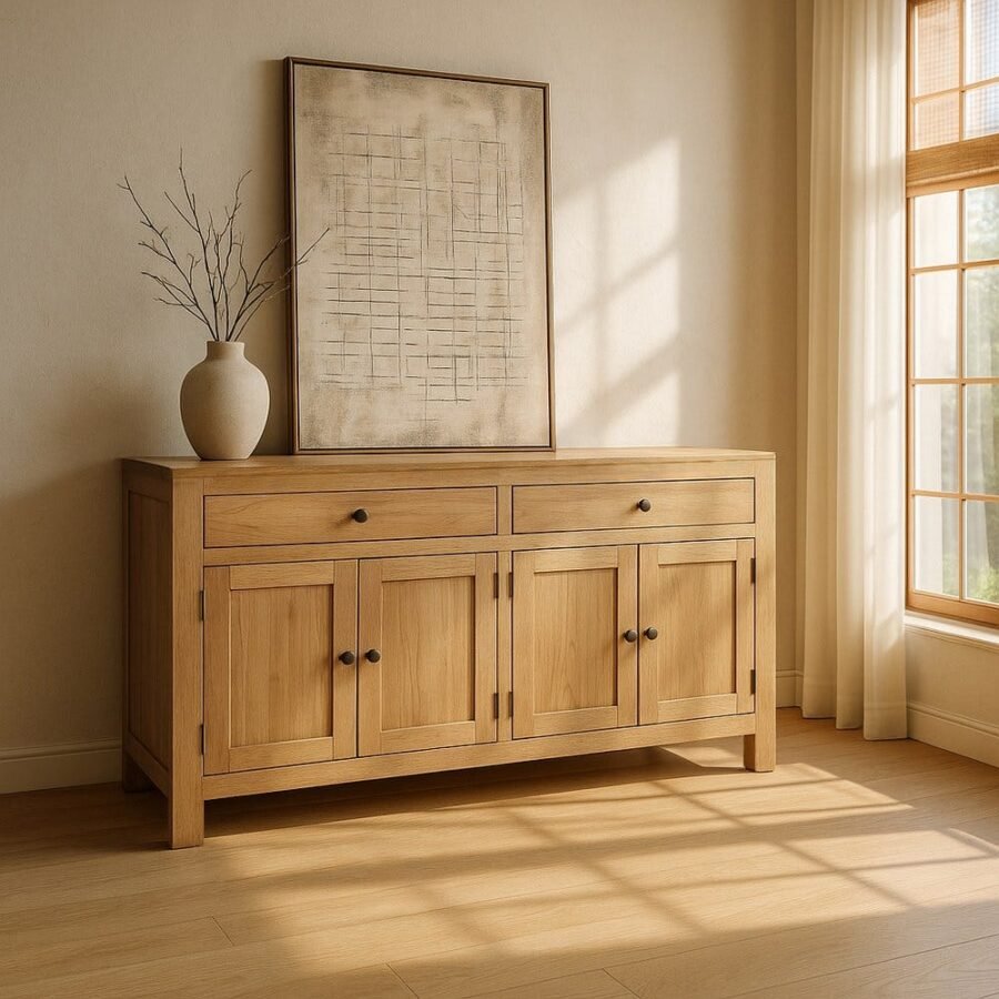 Buffet Bas Mindi Massif 4 Portes 2 Tiroirs Ixia 140cm