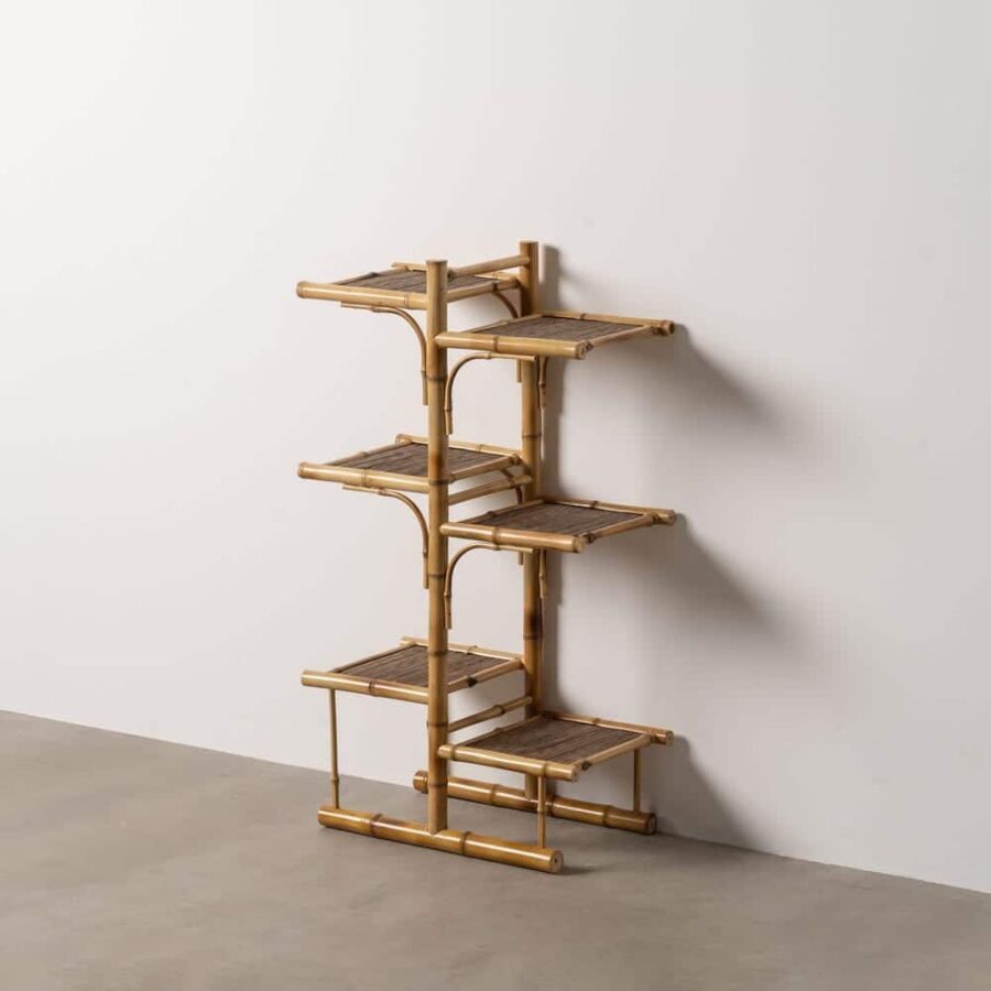 Étagère Bambou Rotin Colonne Six Plateaux Ixia 100cm