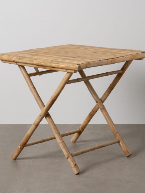 Table À Manger Pliante Bambou Naturel Ixia 80x80cm