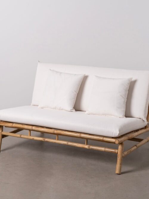 Canapé 2 Places Bambou Naturel Coussins Polyester Ixia 135cm