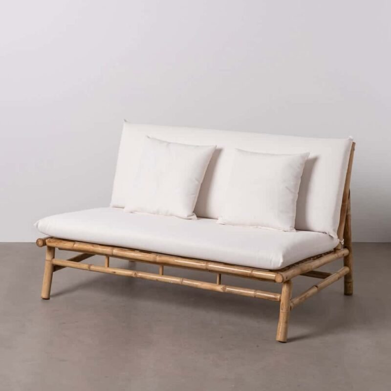 Canapé 2 Places Bambou Naturel Coussins Polyester Ixia 135cm